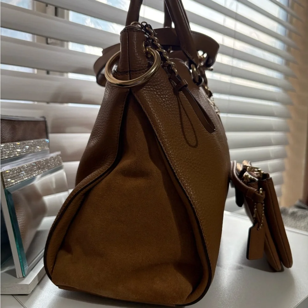 Coach Pebbled Leather Satchel and Wristlet in Brown
